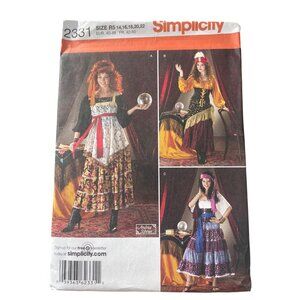 Simplicity 2331 Costumes Sewing Pattern Sizes 14-22 Gypsy Fortune Teller UNCUT